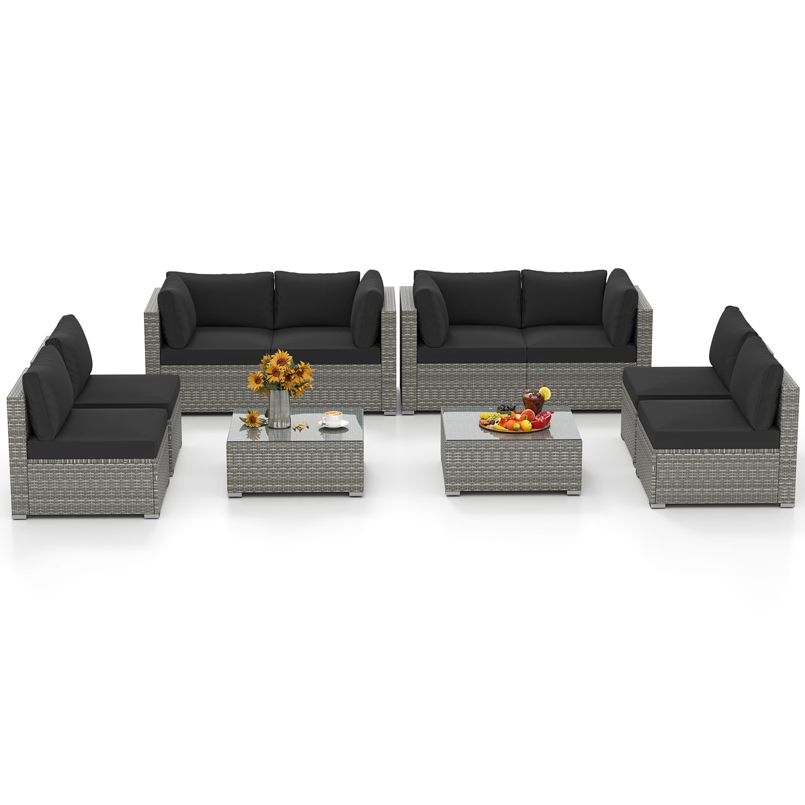 Tangkula Canapé d'angle sectionnel 5 pièces pour terrasse extérieure